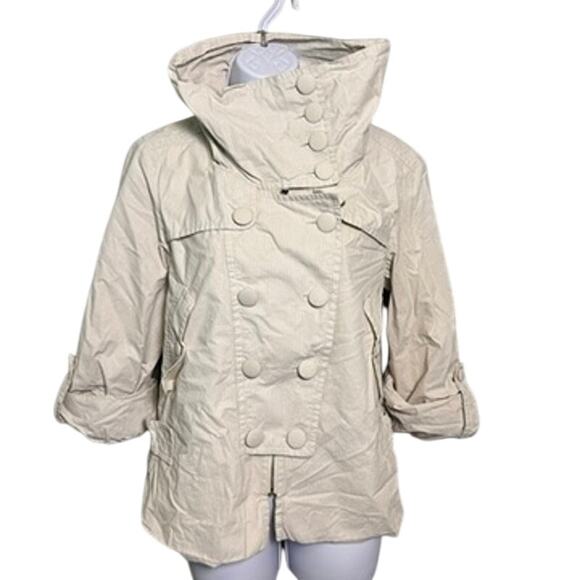 French Connection Ivory Peacoat Womens 6 100% Cotton Double Breasted Minimalist - Picture 2 of 11